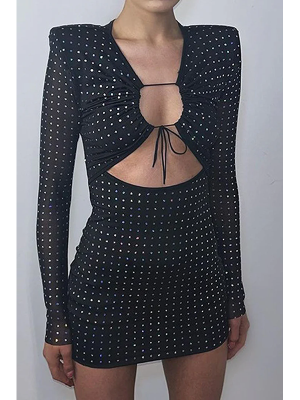 Women Sexy Mini Long Sleeve Dress