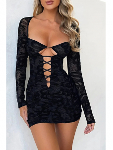 Women Sexy Lace Up Mini Dres