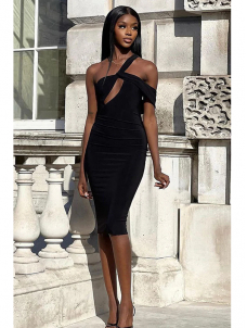Women Sexy Midi One Shoulder Dress