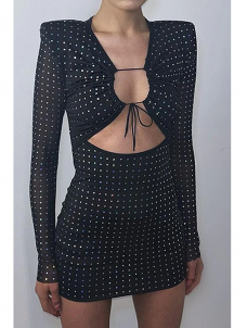 Women Sexy Mini Long Sleeve Dress