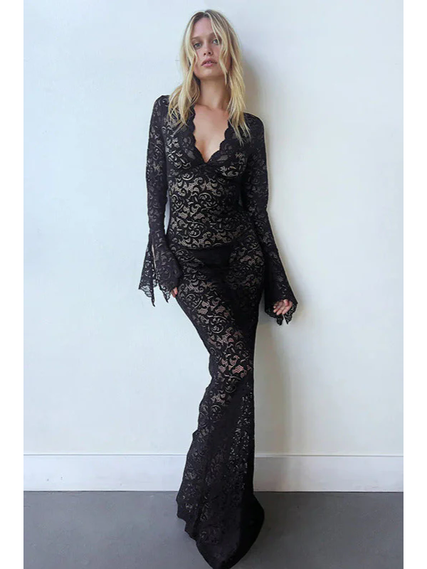 Women Sexy Long Sleeve Maxi Dress