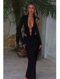 Women Sexy Long Sleeve Maxi Dress