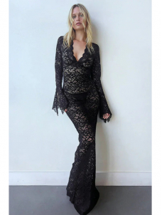 Women Sexy Long Sleeve Maxi Dress