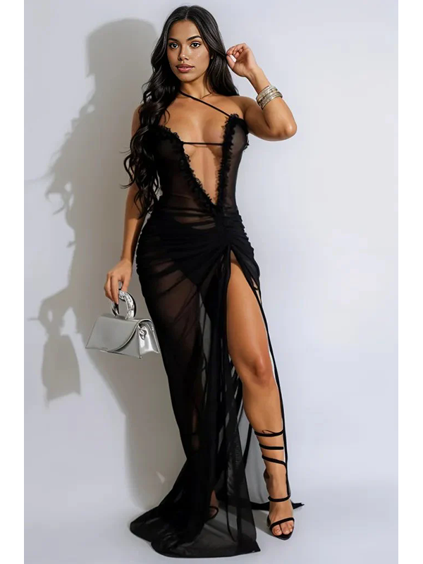Women Sexy Deep V Neck Maxi Dress