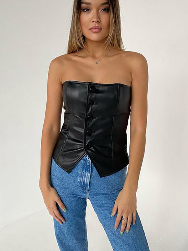 Women Sexy Faux Leather Mini Dress