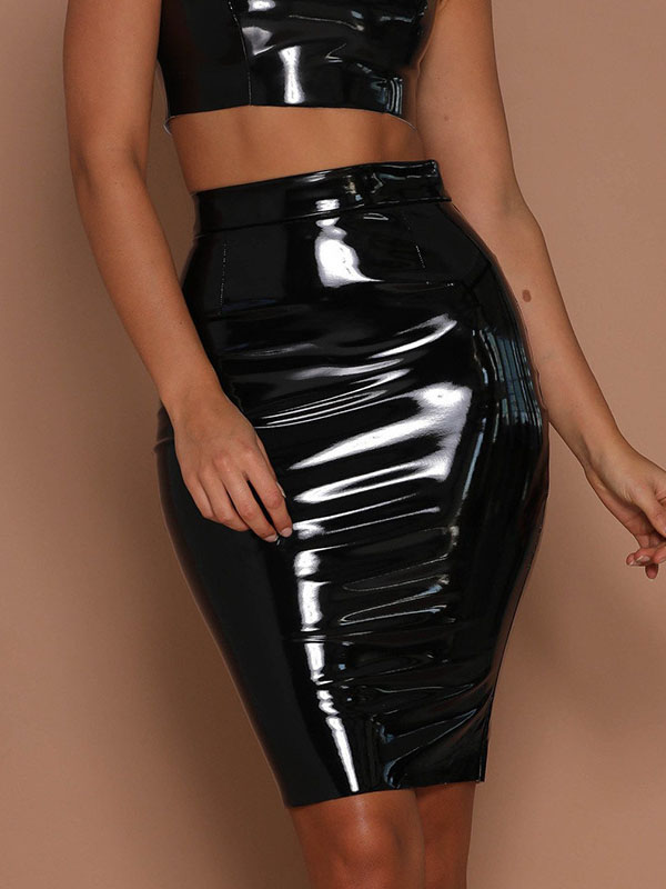 Women Sexy Faux Leather Mini Skirt