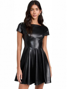 Women Sexy Faux Leather Mini Dress