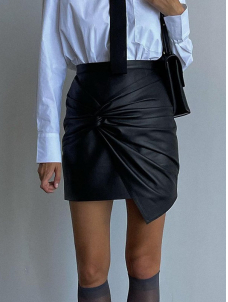 Women Sexy Faux Leather Mini Skirt