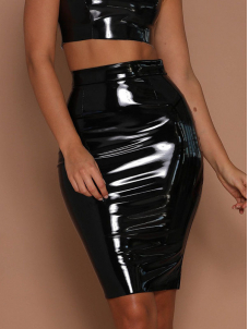Women Sexy Faux Leather Mini Skirt
