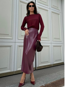 Women Sexy Long Faux Leather Skirt