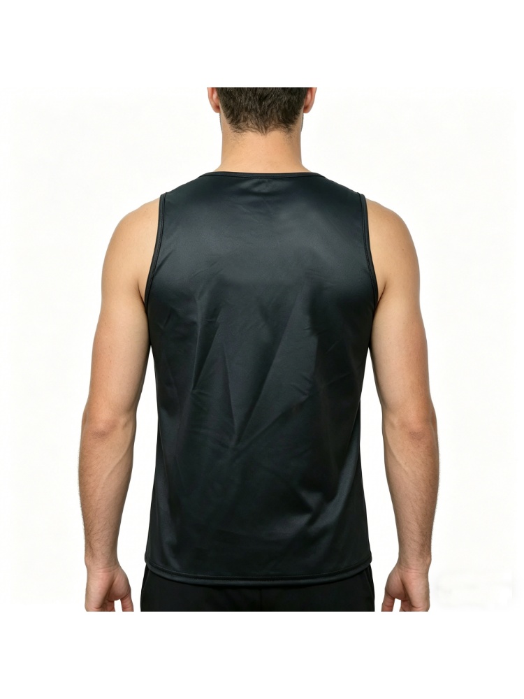 Men Mesh Splice Faux Leathen Tank Top