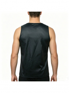 Men Mesh Splice Faux Leathen Tank Top